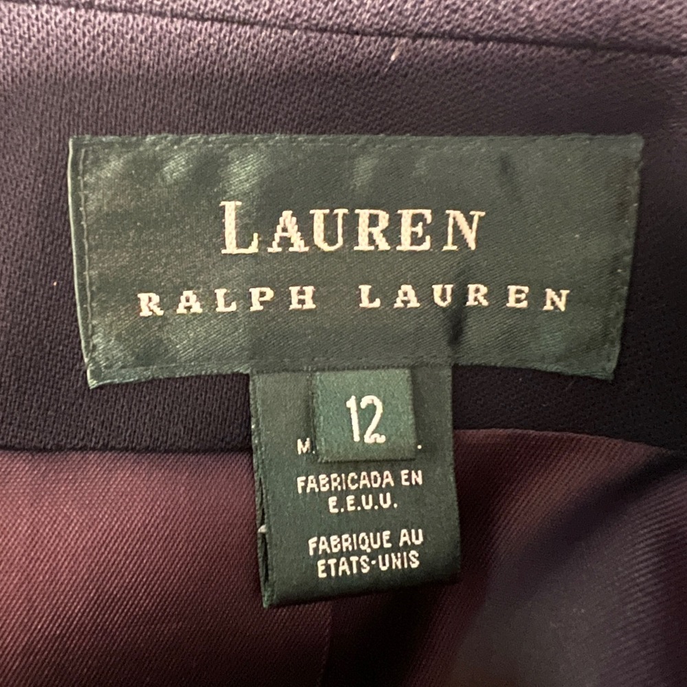 Lauren Ralph Lauren USA Navy Blue Worsted Wool Double Breasted Blazer Size 12 - Picture 8 of 9